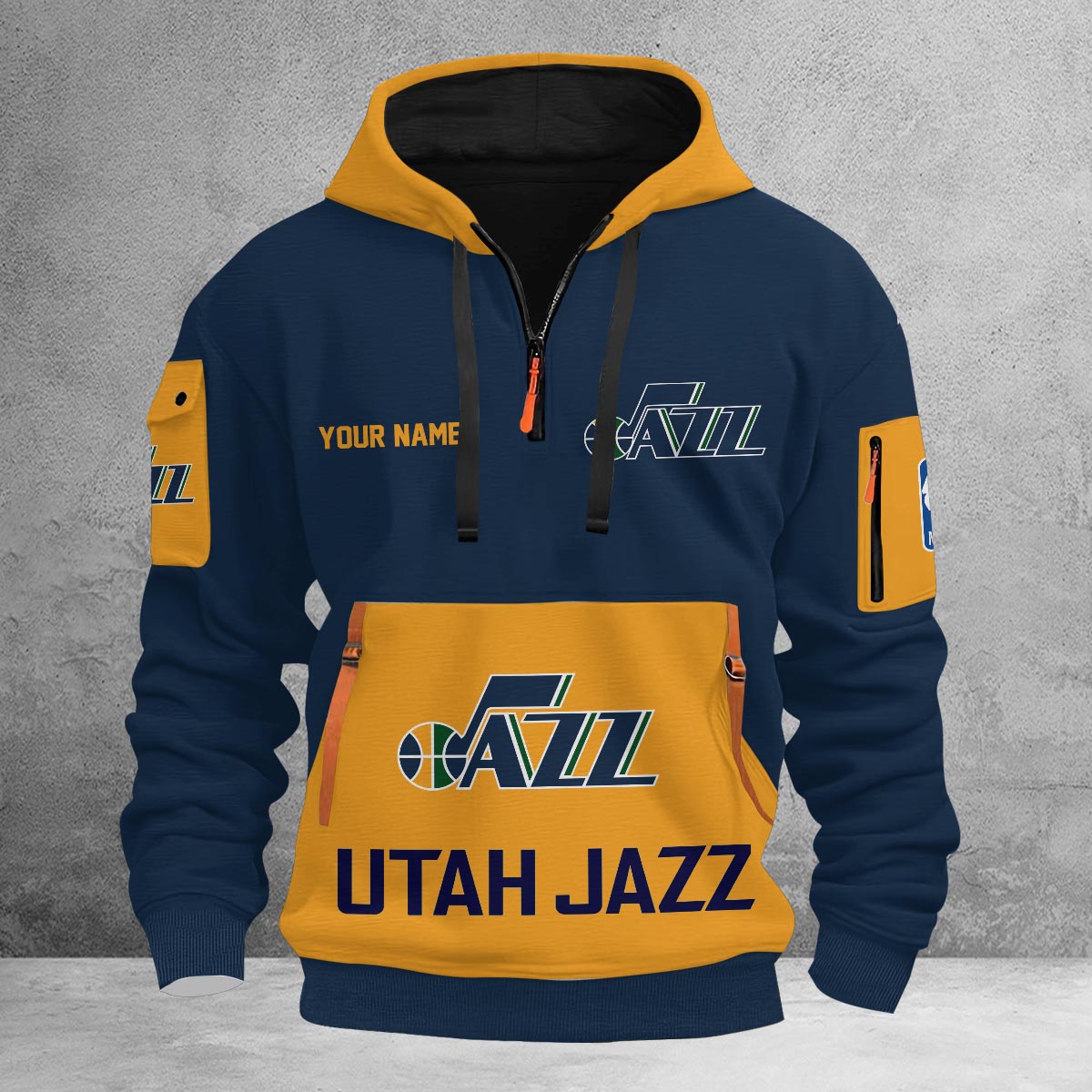 LIMITED EDITION - NEW CUSTOMIZED NBA29 UJ UTAH JAZZ QUARTER ZIP HOODIE
