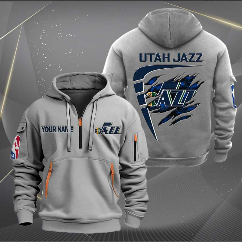 [HOT DEAL] NEW CUSTOMIZED NBA29 UJ UTAH JAZZ QUARTER ZIP HOODIE