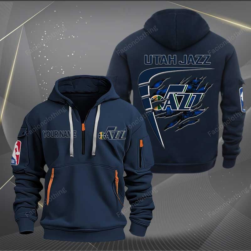 [HOT DEAL] NEW CUSTOMIZED NBA29 UJ UTAH JAZZ QUARTER ZIP HOODIE