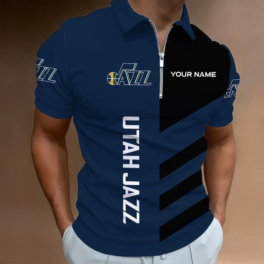 LIMITED EDITION - NEW CUSTOMIZED NBA29 UJ UTAH JAZZ ZIP POLO SHIRT