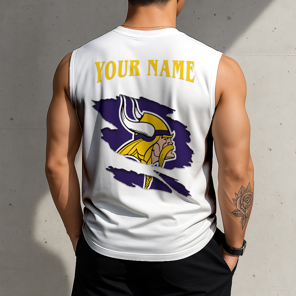 LIMITED EDITION - NEW CUSTOMIZED NFL05 MVK MINNESOTA VIKINGS TANKTOP & GYM SHIRT