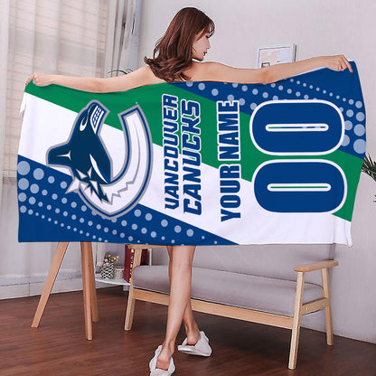 LIMITED EDITION - NEW CUSTOMIZED NHL19 VCC VANCOUVER CANUCKS BEACH & BATH TOWEL