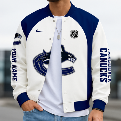 LIMITED EDITION - NEW CUSTOMIZED NHL19 VCC VANCOUVER CANUCKS SATIN VARSITY JACKET & BASEBALL JACKET