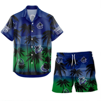 LIMITED EDITION - NEW CUSTOMIZED NHL19 VCC VANCOUVER CANUCKS UNISEX HAWAIIAN SHIRT & SHORTS SET