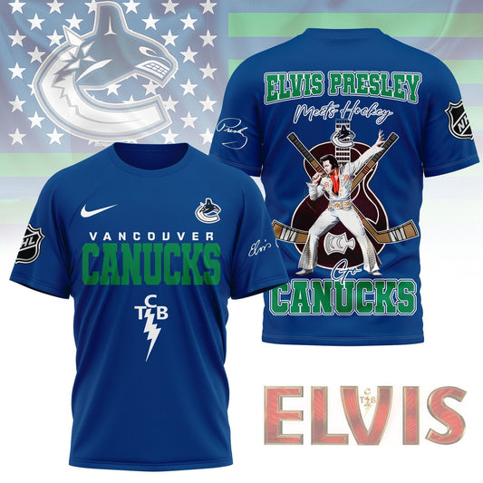 LIMITED EDITION - NEW CUSTOMIZED NHL19 VCC VANCOUVER CANUCKS X ELVIS PRESLEY FAN 3D SHIRT