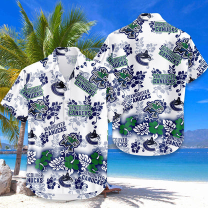 LIMITED EDITION - NEW CUSTOMIZED NHL19 VCC VANCOUVER CANUCKS UNISEX HAWAIIAN SHIRT & SHORTS SET