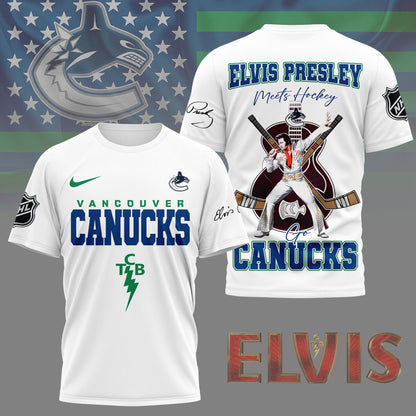 LIMITED EDITION - NEW CUSTOMIZED NHL19 VCC VANCOUVER CANUCKS X ELVIS PRESLEY FAN 3D SHIRT