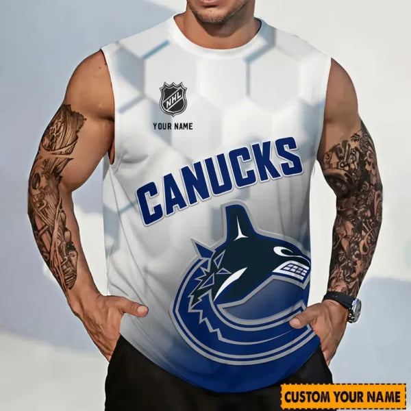 LIMITED EDITION - NEW CUSTOMIZED NHL19 VCC VANCOUVER CANUCKS TANK TOP & GYM SHIRT