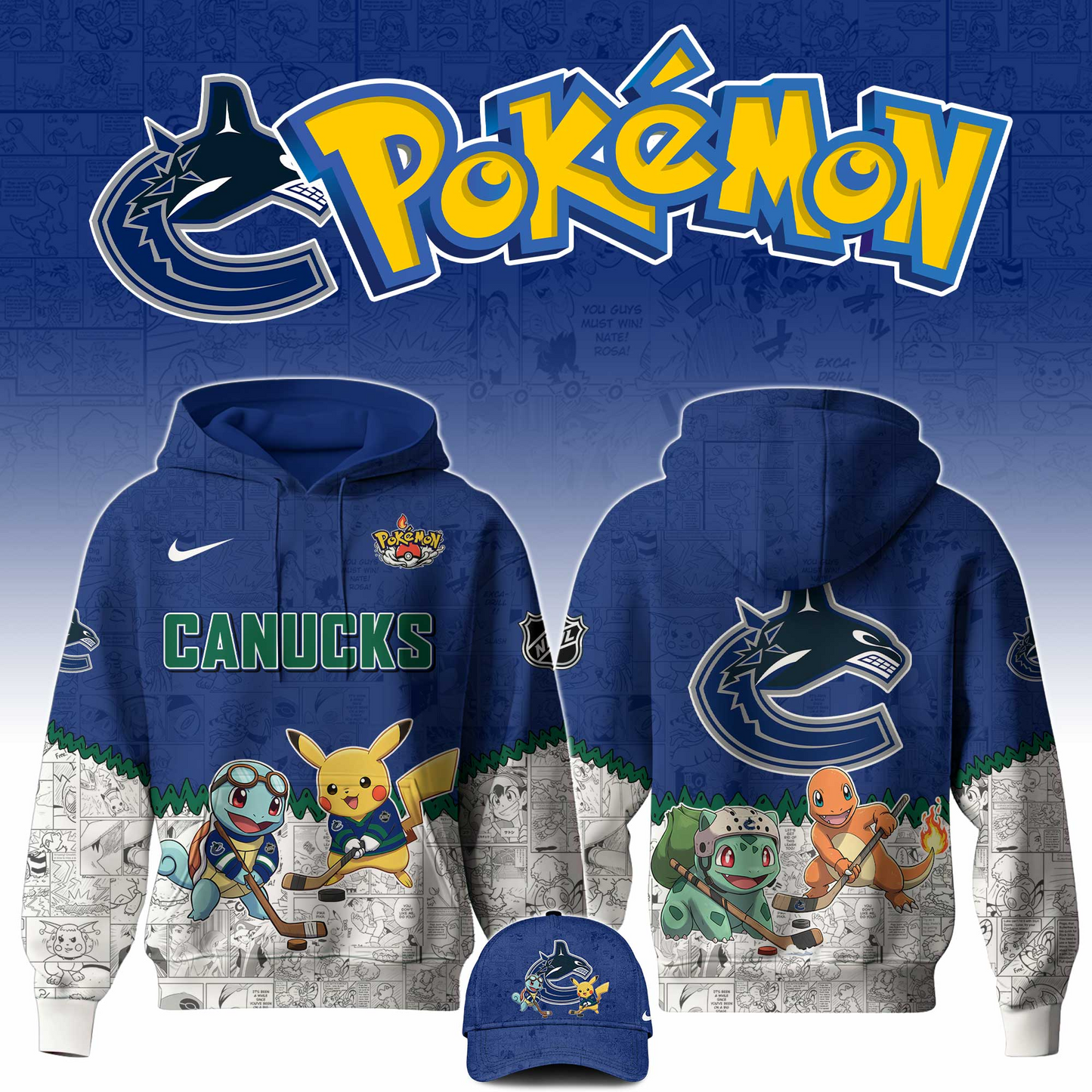 LIMITED EDITION - NEW CUSTOMIZED NHL19 VCC VANCOUVER CANUCKS X POKÉMON T-SHIRT, SWEATSHIRT, HOODIE & ZIP HOODIE