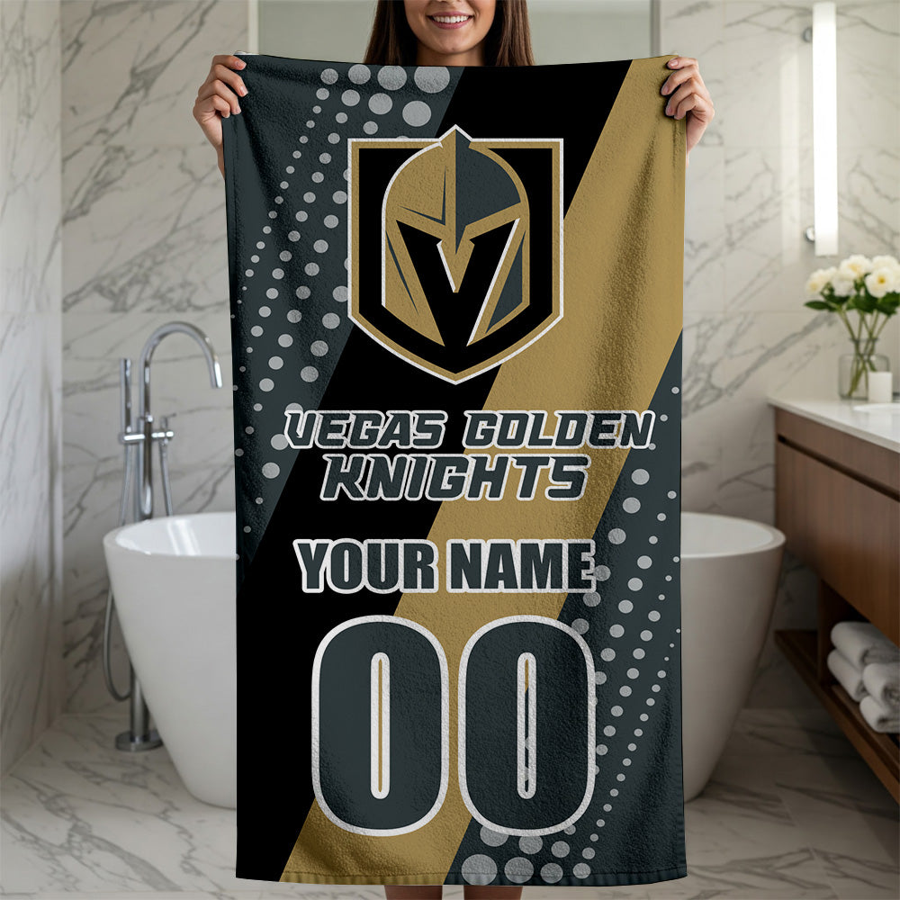 LIMITED EDITION - NEW CUSTOMIZED NHL04 VGK VEGAS GOLDEN KNIGHTS BEACH & BATH TOWEL