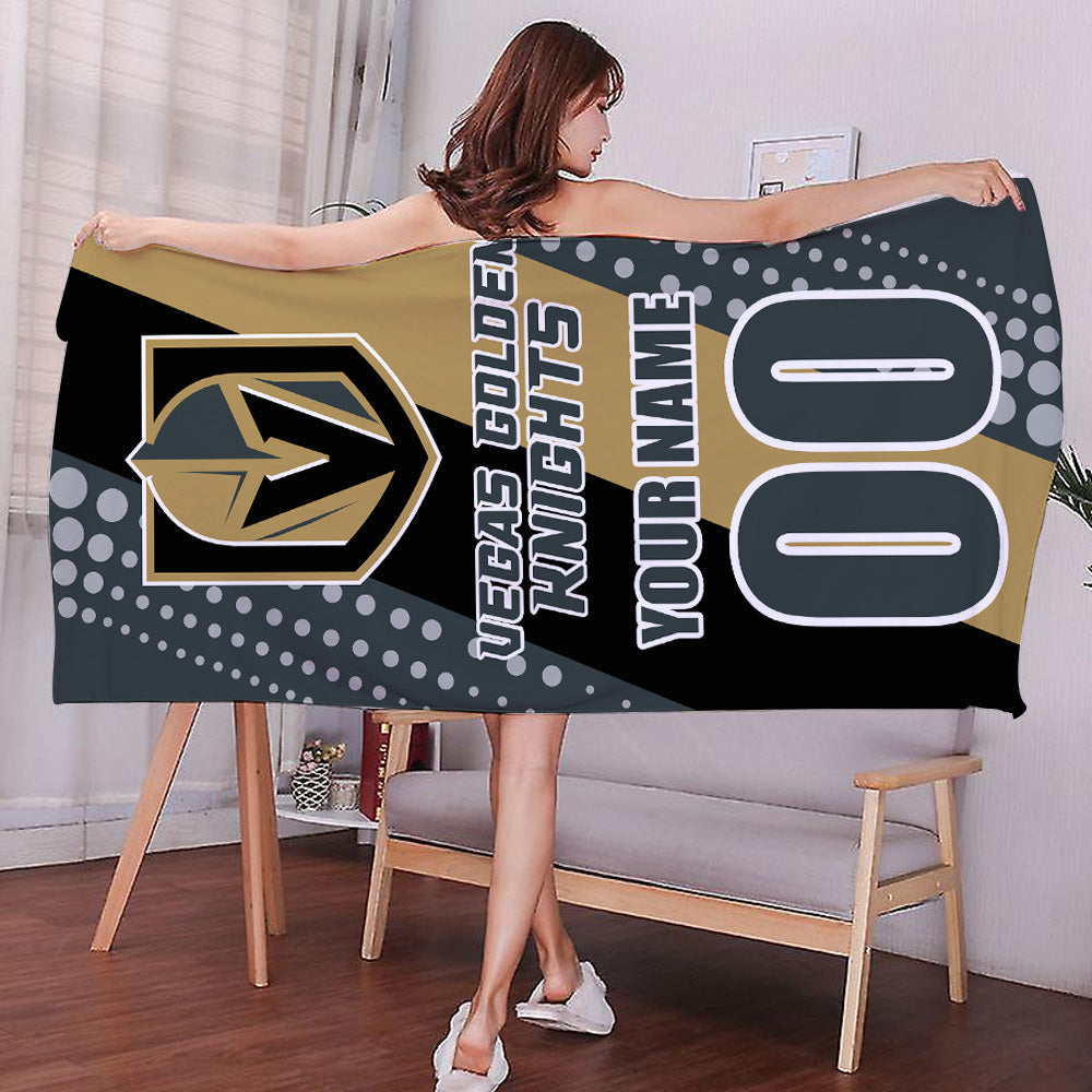 LIMITED EDITION - NEW CUSTOMIZED NHL04 VGK VEGAS GOLDEN KNIGHTS BEACH & BATH TOWEL