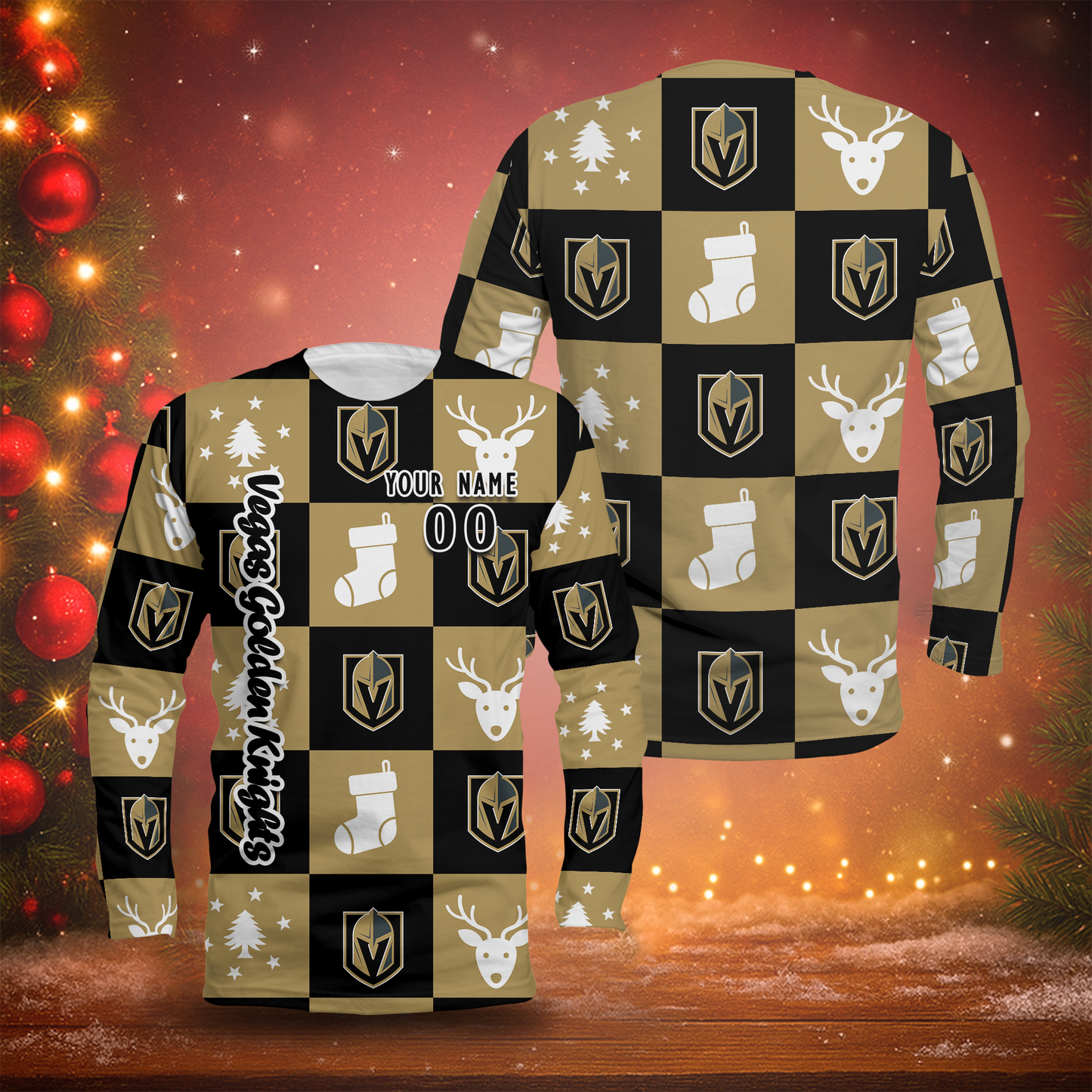 LIMITED EDITION - NEW CUSTOMIZED NHL04 VGK VEGAS GOLDEN KNIGHTS LONG SLEEVED T-SHIRT