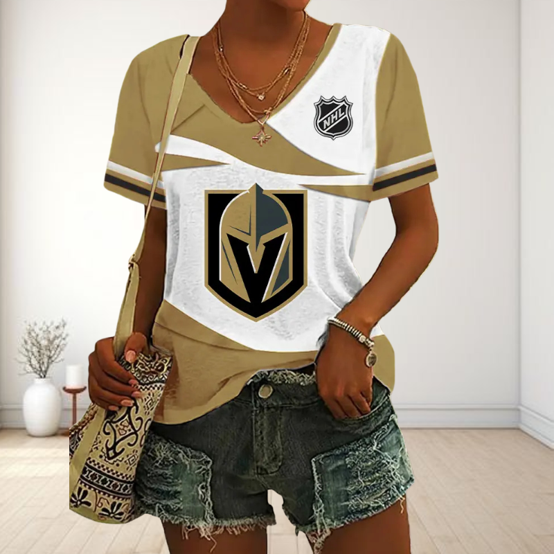 LIMITED EDITION - NEW CUSTOMIZED NHL04 VGK VEGAS GOLDEN KNIGHTS V-NECK FEMALE SHIRT