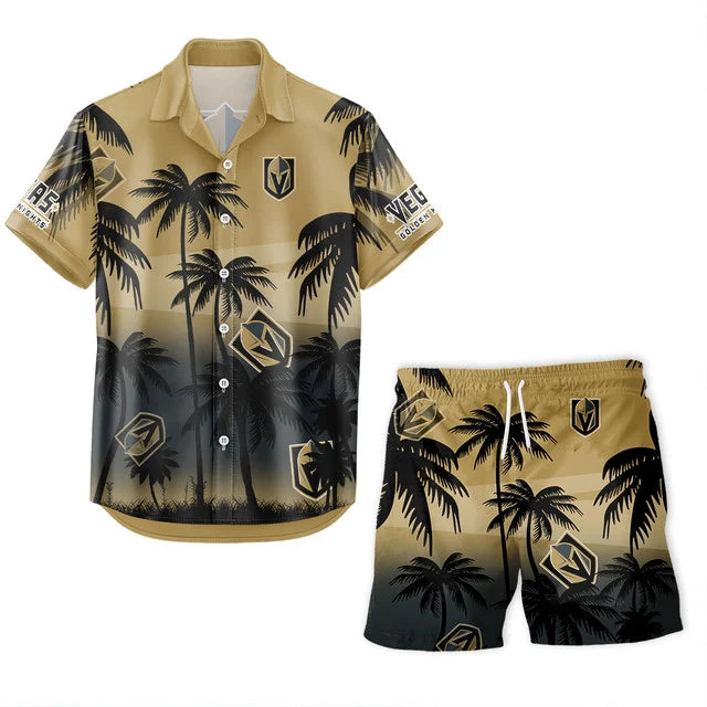 LIMITED EDITION - NEW CUSTOMIZED NHL04 VGK VEGAS GOLDEN KNIGHTS UNISEX HAWAIIAN SHIRT & SHORTS SET