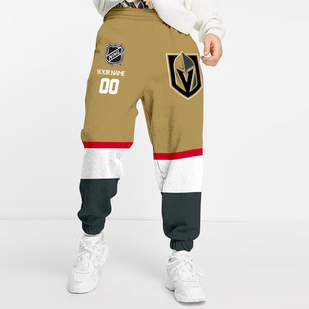 LIMITED EDITION - NEW CUSTOMIZED NHL04 VGK VEGAS GOLDEN KNIGHTS COMBO HOODIE & LONGPANTS