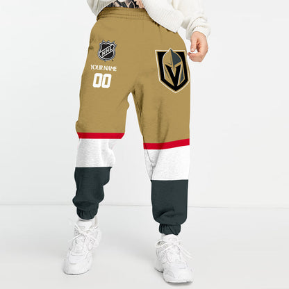 LIMITED EDITION - NEW CUSTOMIZED NHL04 VGK VEGAS GOLDEN KNIGHTS COMBO HOODIE & LONGPANTS