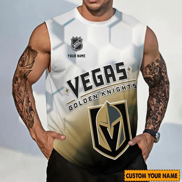 LIMITED EDITION - NEW CUSTOMIZED NHL04 VGK VEGAS GOLDEN KNIGHTS TANK TOP & GYM SHIRT