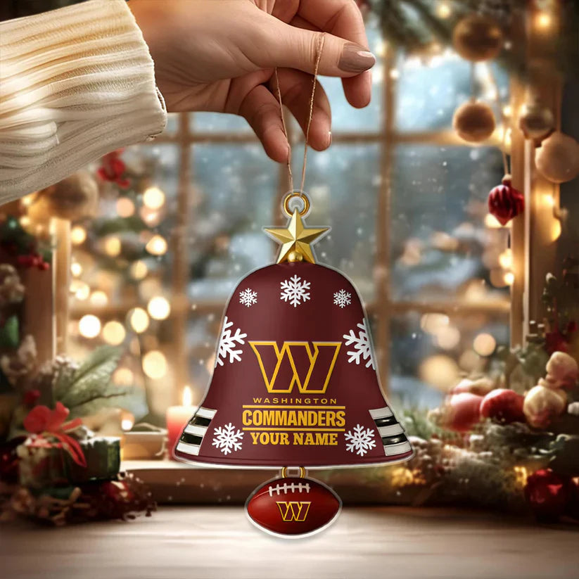 LIMITED EDITION - NEW CUSTOMIZED NFL12 WTC WASHINGTON COMMANDERS ACRYLIC CHRISTMAS BELL ORNAMENT