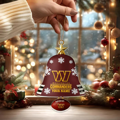 LIMITED EDITION - NEW CUSTOMIZED NFL12 WTC WASHINGTON COMMANDERS ACRYLIC CHRISTMAS BELL ORNAMENT