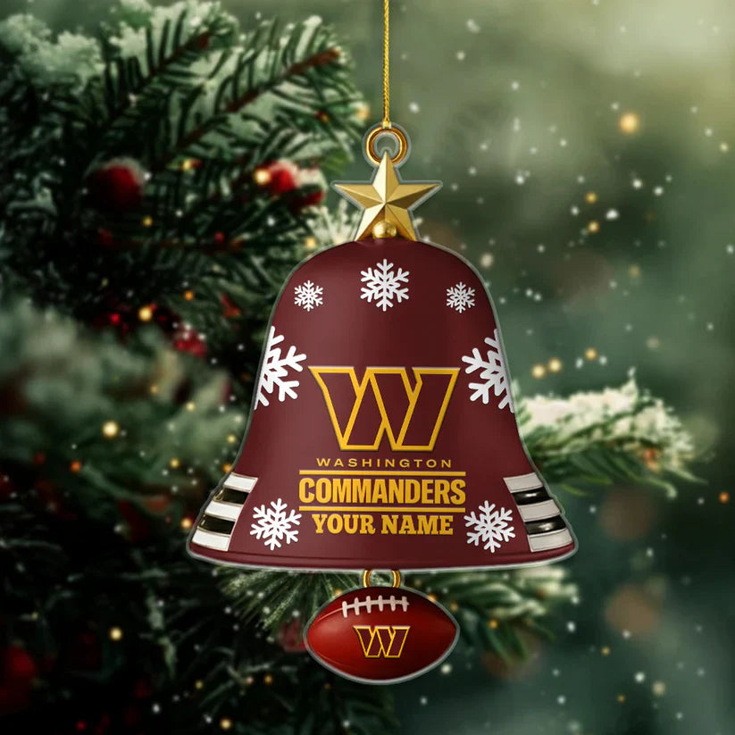LIMITED EDITION - NEW CUSTOMIZED NFL12 WTC WASHINGTON COMMANDERS ACRYLIC CHRISTMAS BELL ORNAMENT