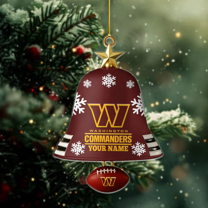 LIMITED EDITION - NEW CUSTOMIZED NFL12 WTC WASHINGTON COMMANDERS ACRYLIC CHRISTMAS BELL ORNAMENT