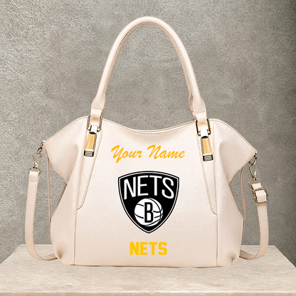 LIMITED EDITION - NEW CUSTOMIZED NBA25 BNE BROOKLYN NETS SHOULDER HANDBAG