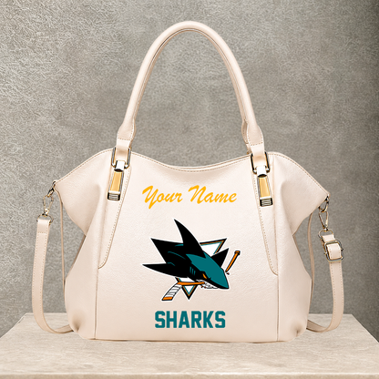 LIMITED EDITION - NEW CUSTOMIZED NHL32 SJS SAN JOSE SHARKS SHOULDER HANDBAG