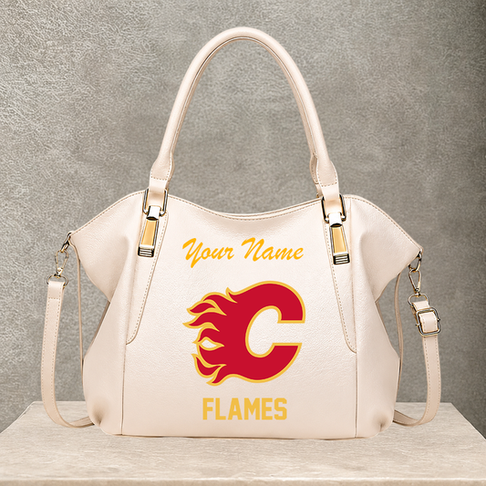 LIMITED EDITION - NEW CUSTOMIZED NHL17 CGF CALGARY FLAMES SHOULDER HANDBAG