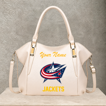 LIMITED EDITION - NEW CUSTOMIZED NHL18 CBJ COLUMBUS BLUE JACKETS SHOULDER HANDBAG