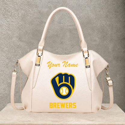 LIMITED EDITION - NEW CUSTOMIZED MLB15 MBS MILWAUKEE BREWERS SHOULDER HANDBAG