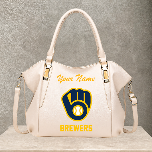 LIMITED EDITION - NEW CUSTOMIZED MLB15 MBS MILWAUKEE BREWERS SHOULDER HANDBAG