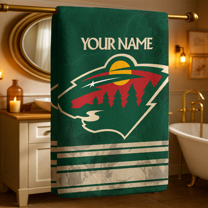 LIMITED EDITION - NEW CUSTOMIZED NHL13 MNW MINNESOTA WILD BEACH & BATH TOWEL