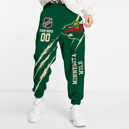 LIMITED EDITION - NEW CUSTOMIZED NHL13 MNW MINNESOTA WILD UNISEX LONG PANTS