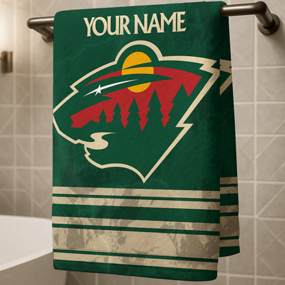 LIMITED EDITION - NEW CUSTOMIZED NHL13 MNW MINNESOTA WILD BEACH & BATH TOWEL