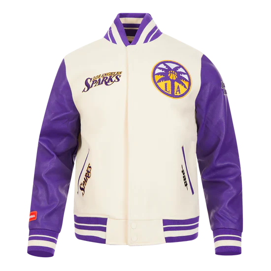 LIMITED EDITION - NEW CUSTOMIZED WNBA08 LAS LA SPARKS BASEBALL JACKET, SATIN VARSITY JACKET 01
