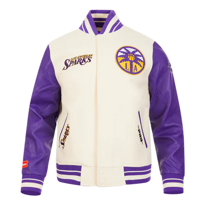 LIMITED EDITION - NEW CUSTOMIZED WNBA08 LAS LA SPARKS BASEBALL JACKET, SATIN VARSITY JACKET 01
