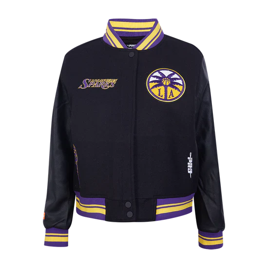 LIMITED EDITION - NEW CUSTOMIZED WNBA08 LAS LA SPARKS BASEBALL JACKET, SATIN VARSITY JACKET 03