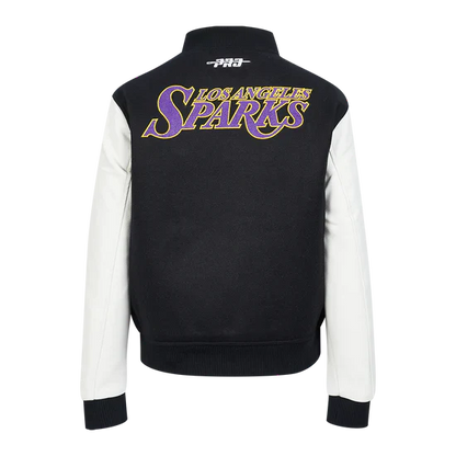 LIMITED EDITION - NEW CUSTOMIZED WNBA08 LAS LA SPARKS BASEBALL JACKET, SATIN VARSITY JACKET 02