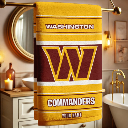 LIMITED EDITION - NEW CUSTOMIZED NFL12 WTC WASHINGTON COMMANDERS BEACH & BATH TOWEL (KIDS & ADULTS)