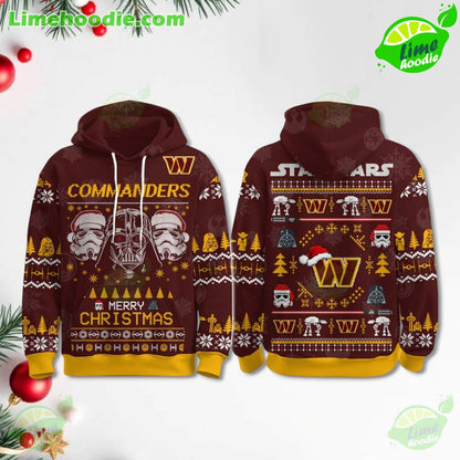 LIMITED EDITION - NEW CUSTOMIZED NFL12 WTC WASHINGTON COMMANDERS MERRY CHRISTMAS HOODIE, ZIP HOODIE, SWEATSHIRT