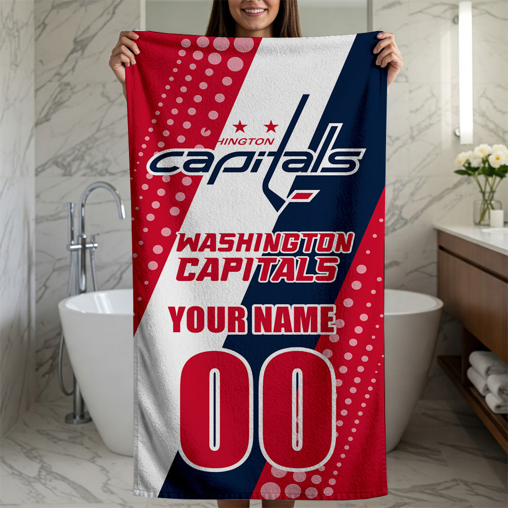 LIMITED EDITION - NEW CUSTOMIZED NHL10 WCP WASHINGTON CAPITALS BEACH & BATH TOWEL