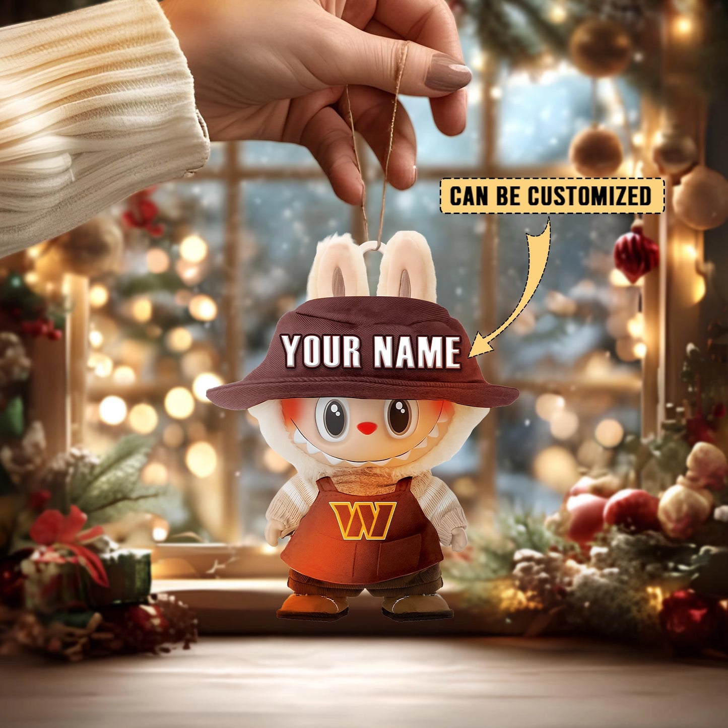 LIMITED EDITION - NEW CUSTOMIZED NFL12 WTC WASHINGTON COMMANDERS LABUBU CHRISTMAS ACRYLIC ORNAMENT