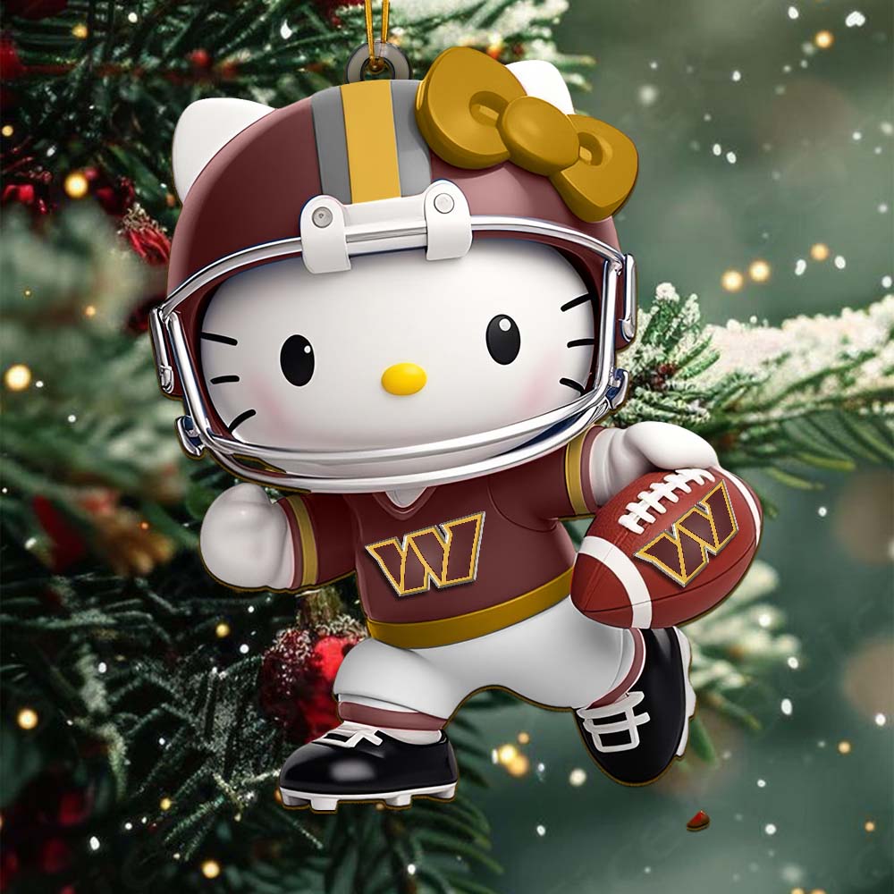 LIMITED EDITION - NEW CUSTOMIZED NFL12 WTC WASHINGTON COMMANDERS HELLO KITTY ACRYLIC ORNAMENT