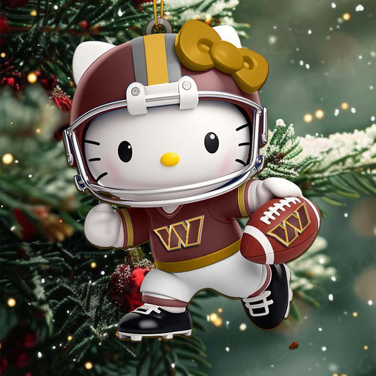 LIMITED EDITION - NEW CUSTOMIZED NFL12 WTC WASHINGTON COMMANDERS HELLO KITTY ACRYLIC ORNAMENT