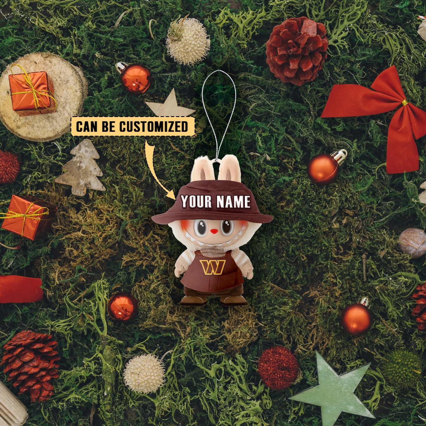 LIMITED EDITION - NEW CUSTOMIZED NFL12 WTC WASHINGTON COMMANDERS LABUBU CHRISTMAS ACRYLIC ORNAMENT
