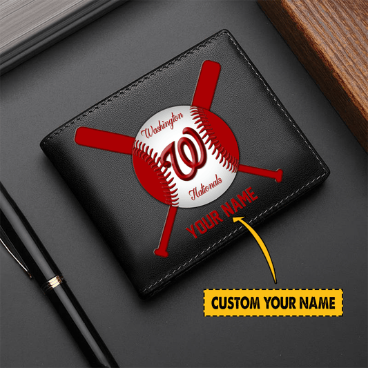 LIMITED EDITION - NEW CUSTOMIZED MLB28 WNS WASHINGTON NATIONALS LEATHER WALLET