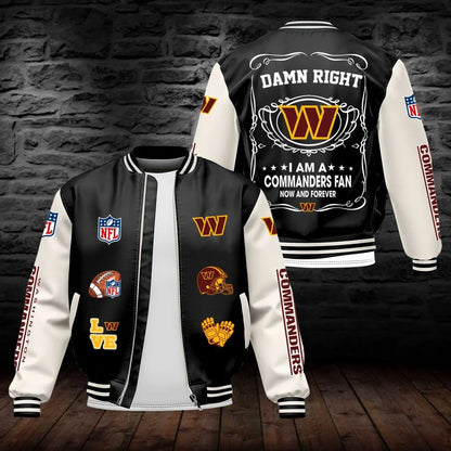 LIMITED EDITION - NEW CUSTOMIZED NFL12 WTC WASHINGTON COMMANDERS LEATHER BOMBER JACKET