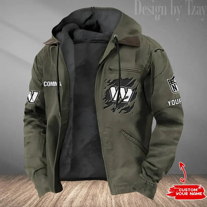 LIMITED EDITION - NEW CUSTOMIZED NFL12 WTC WASHINGTON COMMANDERS HOODED CARDIGAN JACKET