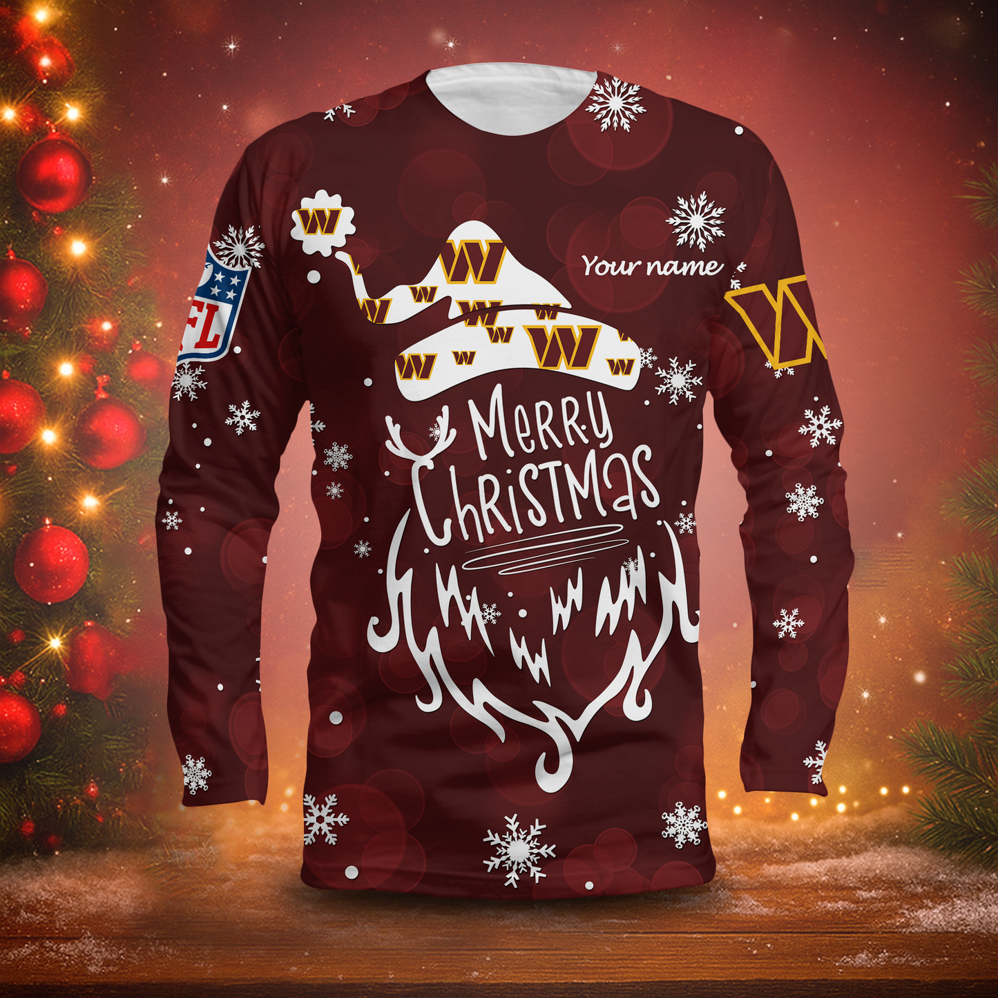 LIMITED EDITION - NEW CUSTOMIZED NFL12 WTC WASHINGTON COMMANDERS LONG SLEEVED T-SHIRT