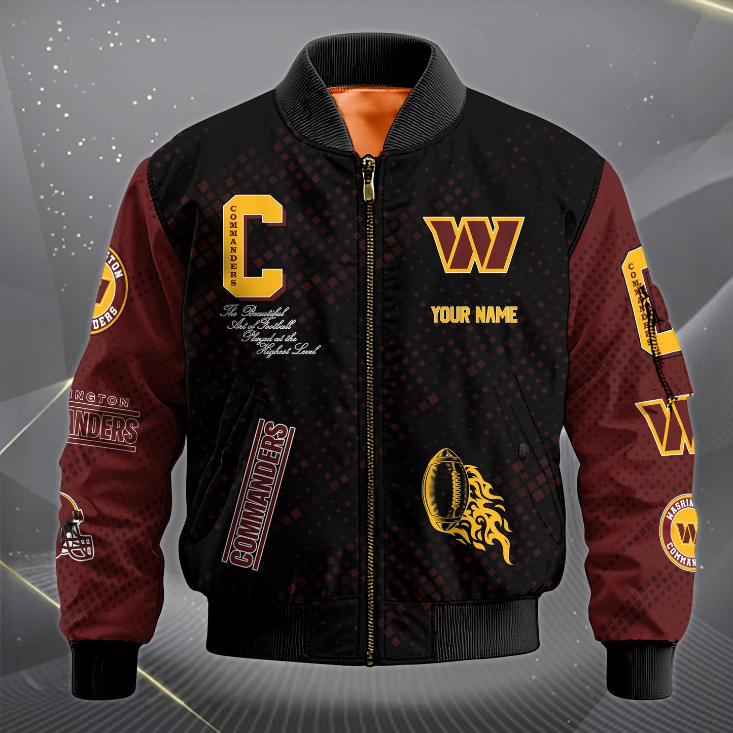 LIMITED EDITION - NEW CUSTOMIZED NFL12 WTC WASHINGTON COMMANDERS SATIN VARSITY JACKET & LONG PANTS